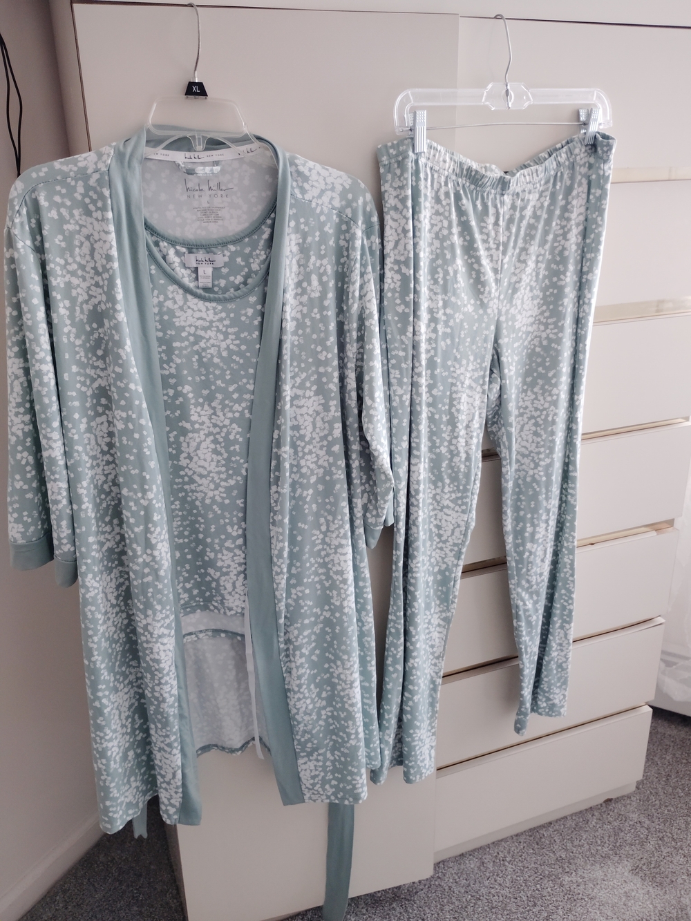 Nicole Miller Light Blue Floral Speckle 3-Piece Pajama Set